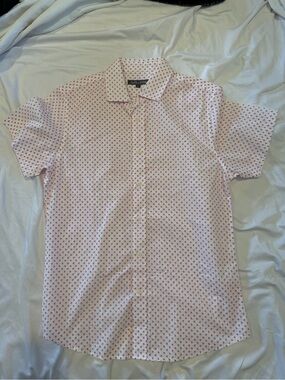 Slate and Stone Men’s Pink Micro-Pattern Short Sleeve Shirt Small Summer Beach